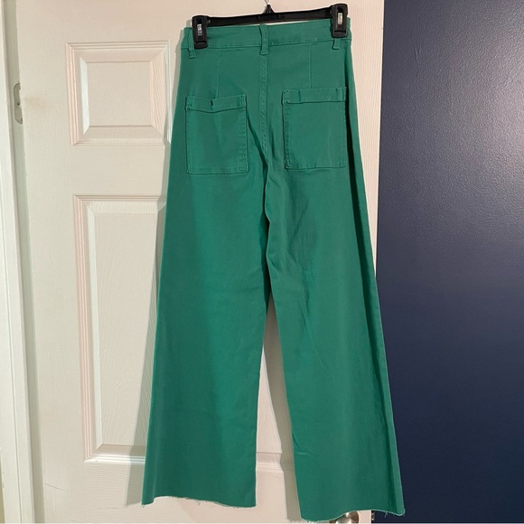 ANNIEWEAR Wide Leg Stretch High Waist Denim Pants GREEN - Picture 3 of 9